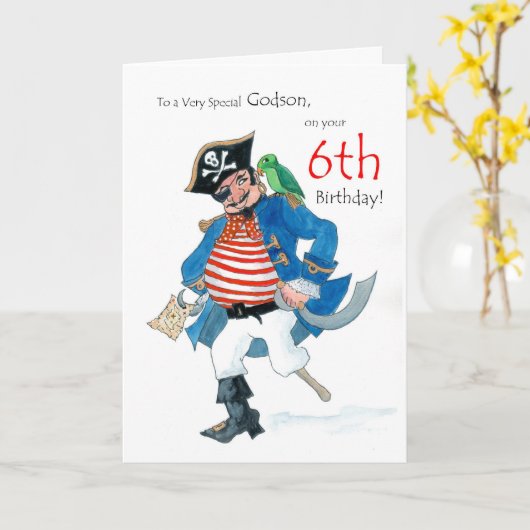 Pirate 6e carte d'anniversaire pour un Godson (Fleur jaune)