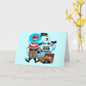 Pirate 6e Verjaardag T-shirts en geschenken Kaart (Gele Bloem)