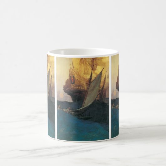 Pirate, aanval op een Galleon door Howard Pyle Koffiemok (Center)