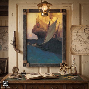  Pirate, aanval op een Galleon door Howard Pyle Poster