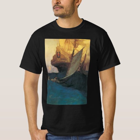 Pirate, aanval op een Galleon door Howard Pyle T-shirt (Voorkant)