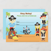 Pirate Ahoy Mates Anniversaire Fête Invitation Gar (Devant / Derrière)