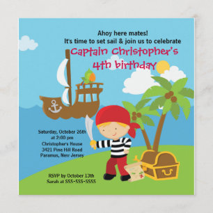 Pirate Ahoy Mates Birthday Party Invitation Boy Kaart