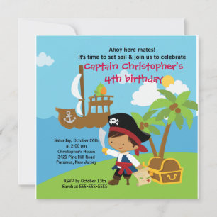 Pirate Ahoy Mates Birthday Party Invitation Boy Kaart