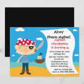 Pirate Ahoy Mates Birthday Party Invitation Boy Kaart (Voorkant / Achterkant)