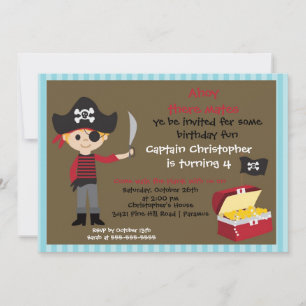 Pirate Ahoy Mates Birthday Party Invitation Boy Kaart
