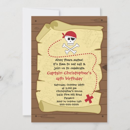 Pirate Ahoy Mates Invitation à la fête d'anniversa (Devant)