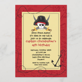 Pirate Ahoy Mates Invitation à la fête d'anniversa