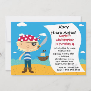 Pirate Ahoy Mates Invitation à la fête d'anniversa