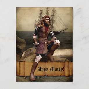 Pirate - Ahoy Matey - Carte postale personnalisabl