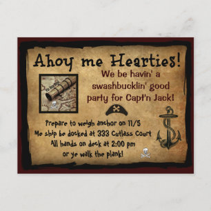 Pirate Ahoy me hoort. partijuitnodigingen Kaart