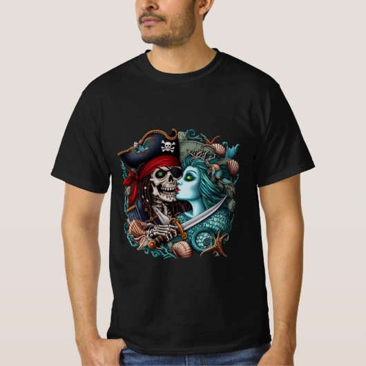 Pirate and Mermaid Kiss T-shirt (Devant)