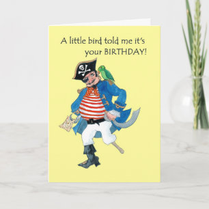 Pirate and Parrot Birthday Card Kaart