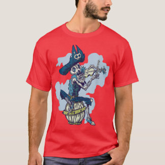 Pirate and pirate skeleton musician for violin pla t-shirt
