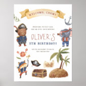 Pirate Animaux Anniversaire Affiche de bienvenue d (Devant)