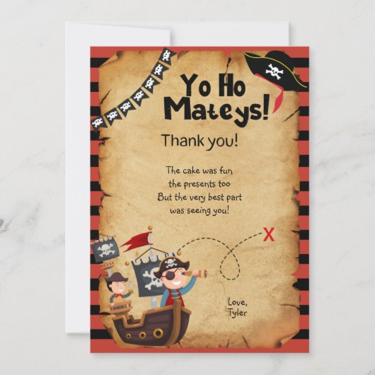 Pirate Anniversaire Carte de remerciements (Devant)