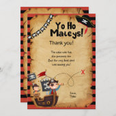 Pirate Anniversaire Carte de remerciements (Devant / Derrière)