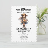 Pirate Anniversaire Deux Filles Invitation (Debout devant)