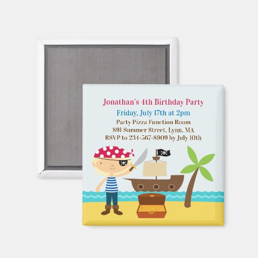 Pirate Anniversaire Fête Aimant (Recto/Verso)