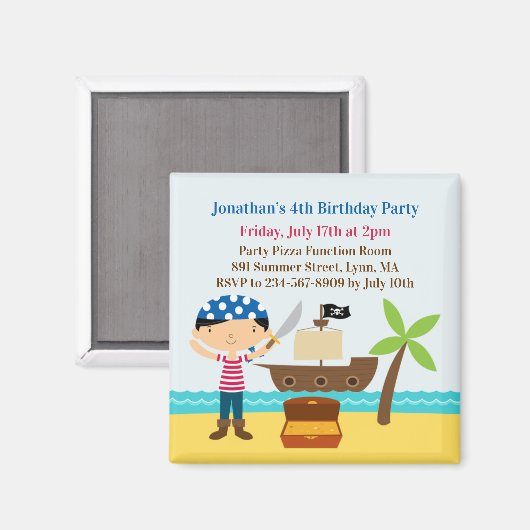 Pirate Anniversaire Fête Aimant (Recto/Verso)
