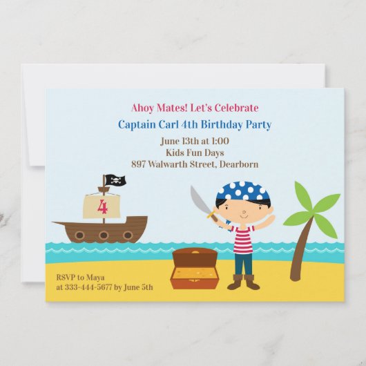 Pirate Anniversaire Fête Appartement Invitation (Devant)