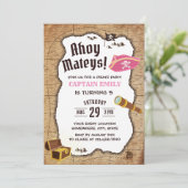 Pirate Anniversaire Fête Fille Carte d'aventure (Debout devant)