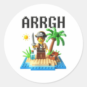 Pirate Argh Bouwstenen Bricks Master Builder Ronde Sticker