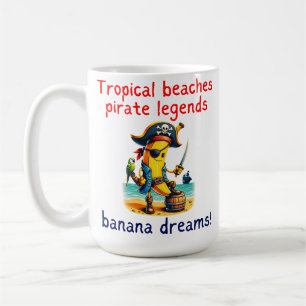 Pirate Banana Adventure Vibe op Tropical Beach Koffiemok