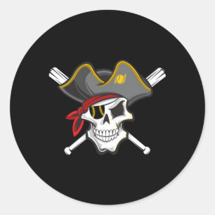 Pirate Baseball Skull Fans of Pittsburgh Ronde Sticker