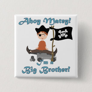 Pirate Big Brother Vierkante Button 5,1 Cm