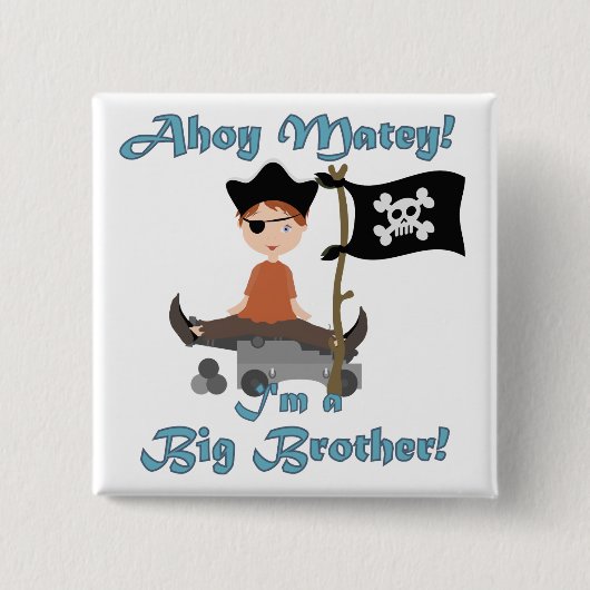 Pirate Big Brother Vierkante Button 5,1 Cm (Voorkant)