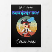 Pirate Birthday Boy Adventure Tri-Fold Kaart (Cover)