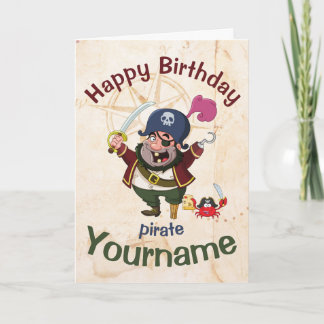 Pirate Birthday Bright Cheerful Cartoon Kaart