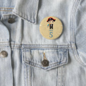 Pirate Birthday Button Badge (In situ)