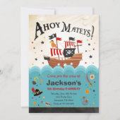 Pirate Birthday Invitation Ahoy Pirate Party Bash Kaart (Voorkant)