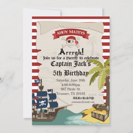 Pirate Birthday Invitation Kaart (Voorkant)
