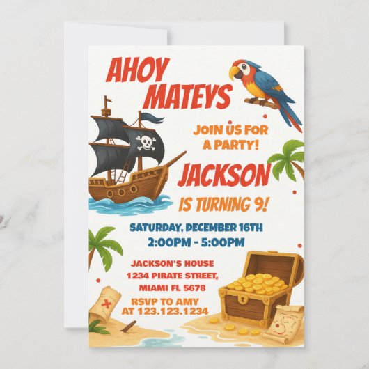 Pirate Birthday Invitation Kaart (Voorkant)