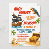 Pirate Birthday Invitation Kaart (Voorkant / Achterkant)