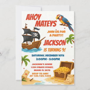 Pirate Birthday Invitation Kaart