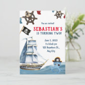 Pirate Birthday Invitation Kaart (Staand voorkant)