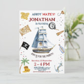 Pirate Birthday Invitation Kaart (Staand voorkant)