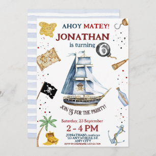 Pirate Birthday Invitation Kaart
