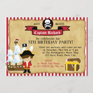 Pirate Birthday Invitation (met schip en kaart) Kaart