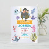 Pirate Birthday Invitation Party Fun Ocean Kaart (Staand voorkant)