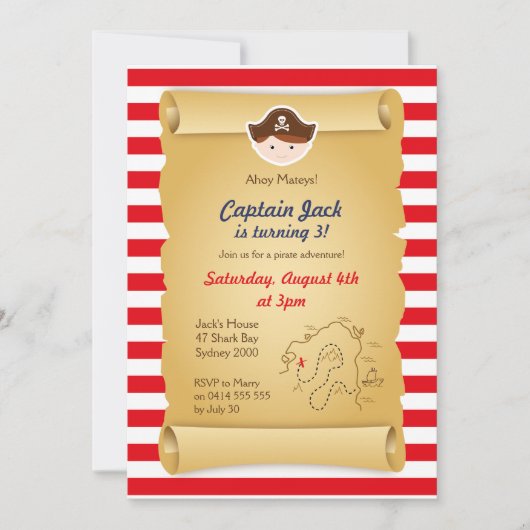 Pirate Birthday Invitation - Vertical Kaart (Voorkant)