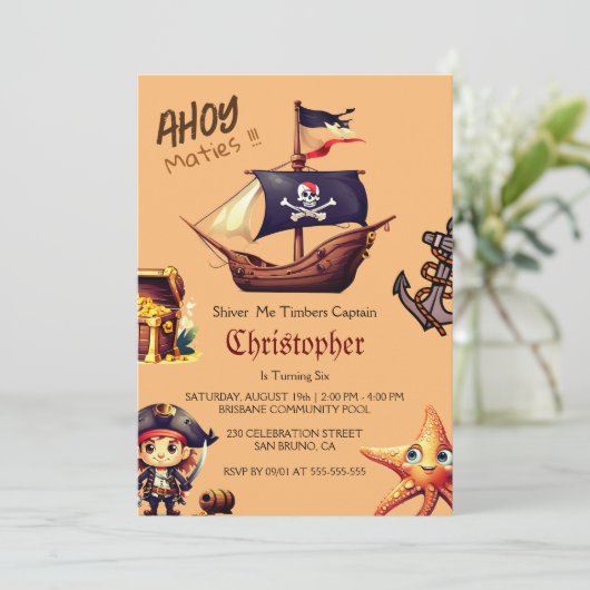 Pirate Birthday Invitations Kaart (Staand voorkant)
