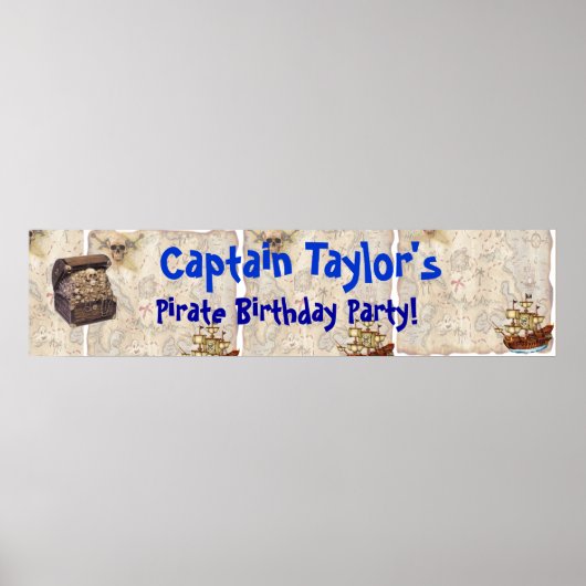 Pirate Birthday Party Banner Poster (Voorkant)