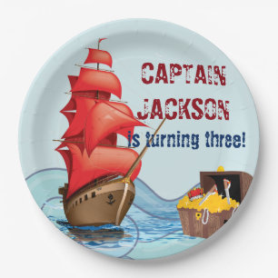 Pirate Birthday Party Boat stripes Papieren Bordje