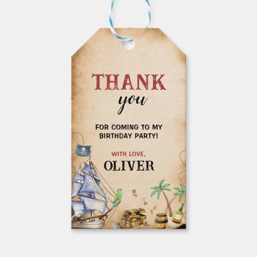 Pirate Birthday Party Dank je Label Cadeaulabel (Voorkant)
