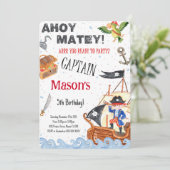 Pirate Birthday Party Invitation Kaart (Staand voorkant)
